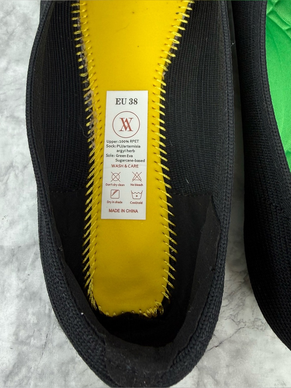VIVAIA Margot Square-Toe Flat Women’s Sz 38 Black Green Knit Sustainable Comfort - Picture 12 of 13